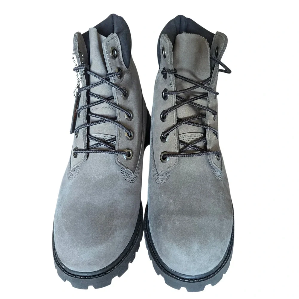 Timberland 6 Inch Premium Padded‎ Collar Gray Nubuck Leather Boots
